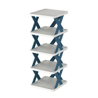 Rak Sepatu Sandal Buku Pajangan 5 Tingkat Model X Minimalis / Rak 5 Susun Plastik Tempat Penyimpanan Sendal Aesthetic Assembled Shoe Rack 5 Levels Serbaguna Multifungsi