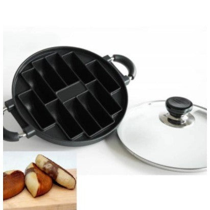 Cetakan Kue Pukis Pancong 10 Lubang Dengan Tutup Kaca / Cake Pan Maker Loyang Alat Pembuat Makanan Ringan Bandros Anti Lengket / Teflon 10 Sekat Bahan Tebal Anti Karat / Loyang Kompor Gas Listrik Peralatan Dapur Perlengkapan Rumah Tangga Multifungsi