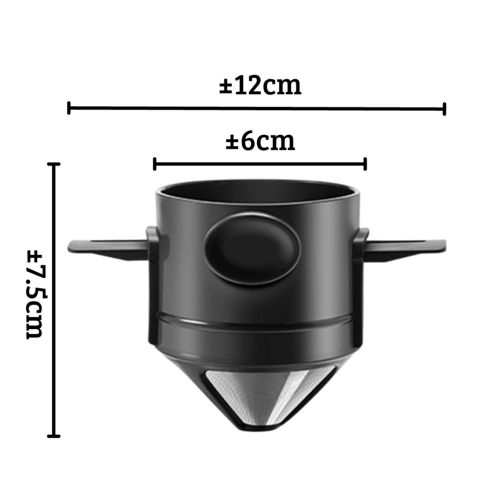 Filter Penyaring Kopi V60 Portable Coffee Tea Dripper Multifungsi / Alat Pemisah Ampas Seduh Teh Kopi Bubuk Manual Bahan Stainless Steel Anti Karat Tahan Lama / Saringan Kopi Teh Lipat Traveling Mudah Dibersihkan Food Grade