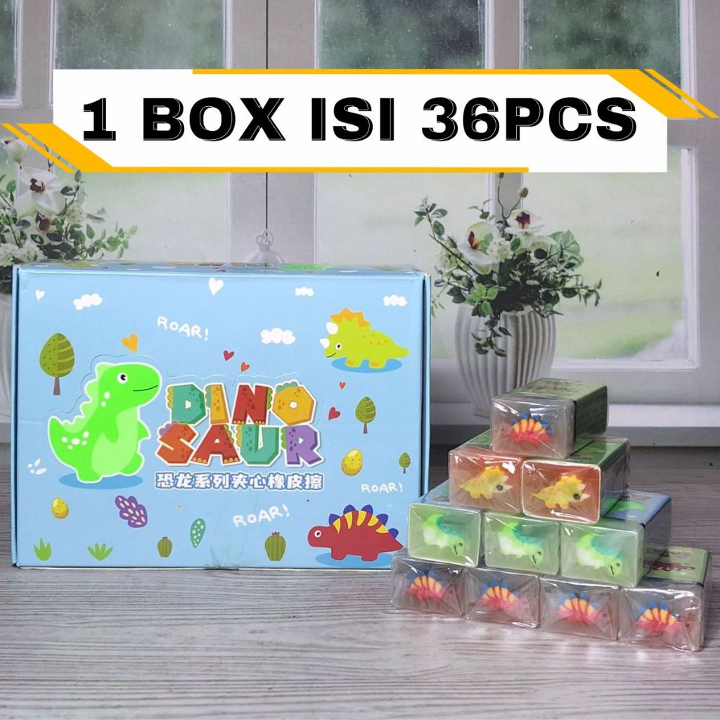 Penghapus Karet Transparan Motif Buah dan Dino / Hapusan Pensil Bergambar Unik Lucu Dan Wangi Transparent Eraser Setip Karakter Perlengkapan ATK Alat Tulis Sekolah Anak Kantor