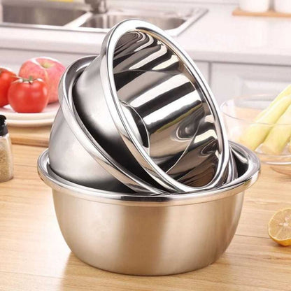 Mangkok Baskom Stainless Steel Tebal Ukuran 16 18 20 22 24 26 28 30cm / Wadah Cuci Beras Sayur Buah Adonan Anti Karat Berkualitas Multifungsi