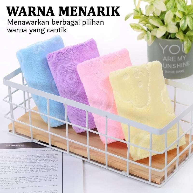 Handuk Muka Motif Bear 30x30 / Sapu Tangan Mini Micorfiber Bulu Halus Lembut Cepat Kering Gambar Beruang Lucu Multifungsi