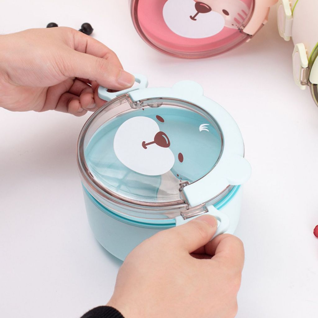 Tempat Makan Anak 2 Tingkat Rantang Susun Karakter Anak Motif Lucu Lunch Box Set BPA FREE