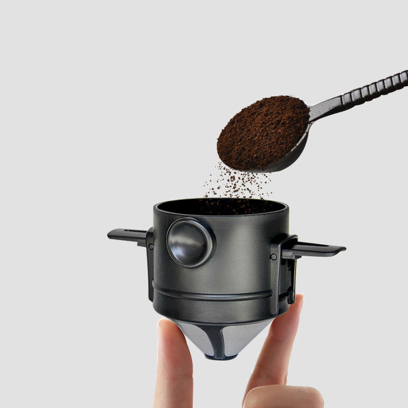 Filter Penyaring Kopi V60 Portable Coffee Tea Dripper Multifungsi / Alat Pemisah Ampas Seduh Teh Kopi Bubuk Manual Bahan Stainless Steel Anti Karat Tahan Lama / Saringan Kopi Teh Lipat Traveling Mudah Dibersihkan Food Grade