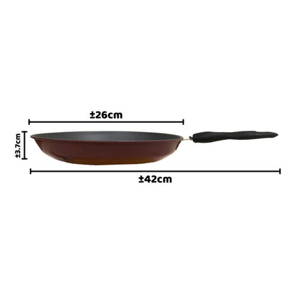 Teflon Penggorengan 26cm Frying Pan Anti Lengket / Wajan Panci Wok Kuali Gagang Panjang Bentuk Bulat Grill Goreng Tumis Rebus / Alat Masak Peralatan Dapur Perlengkapan Bahan Tebal Berkualitas Food Grade Hadiah Kado Pernikahan Pindahan Rumah Kitchen Set