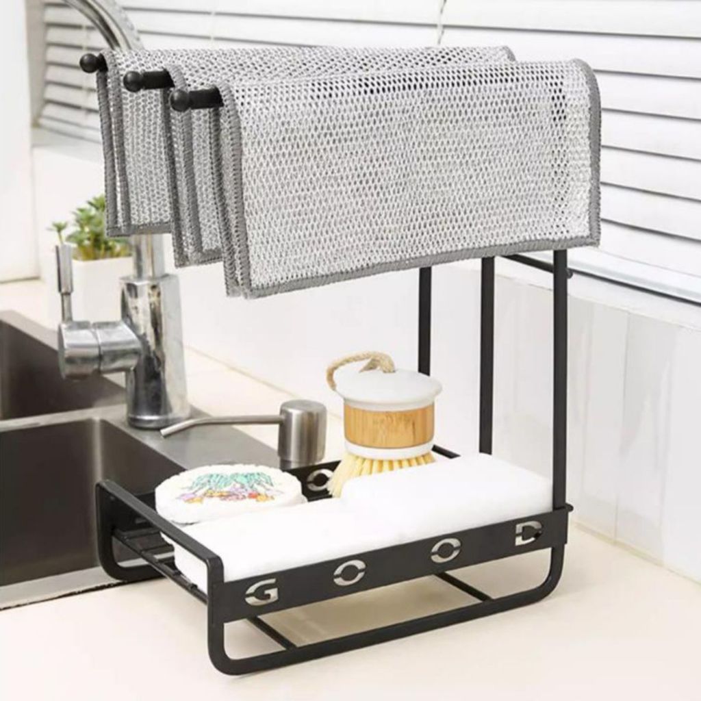 Kain Lap Dapur Bahan Kawat Bentuk Petak Sikat Cuci Piring Pembersih Noda Membandel Kerak Kompor Cooker Hood Meja Panci Gelas Kuali Wajan Wastafel Sink Peralatan / Cleaning Cloth Metal Wire / Serbet Serabut Halus Lembut Penghilang Kotoran Multifungsi