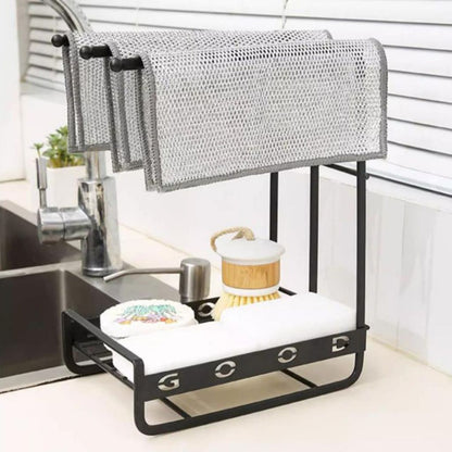 Kain Lap Dapur Bahan Kawat Bentuk Petak Sikat Cuci Piring Pembersih Noda Membandel Kerak Kompor Cooker Hood Meja Panci Gelas Kuali Wajan Wastafel Sink Peralatan / Cleaning Cloth Metal Wire / Serbet Serabut Halus Lembut Penghilang Kotoran Multifungsi