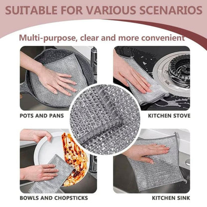 Kain Lap Dapur Bahan Kawat Bentuk Petak Sikat Cuci Piring Pembersih Noda Membandel Kerak Kompor Cooker Hood Meja Panci Gelas Kuali Wajan Wastafel Sink Peralatan / Cleaning Cloth Metal Wire / Serbet Serabut Halus Lembut Penghilang Kotoran Multifungsi