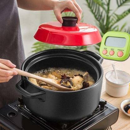 Timer Dapur Pengatur Waktu Masak Clock Stopwatch / Digital Kitchen LED Display Magnetic Alat Dapur Pengukur Timing Kematangan Memasak Merebus Oven Kue Makanan Tepat Waktu / Alarm Pengingat Belajar Olahraga Gym Berenang Lomba Hitung Mundur Multifungsi