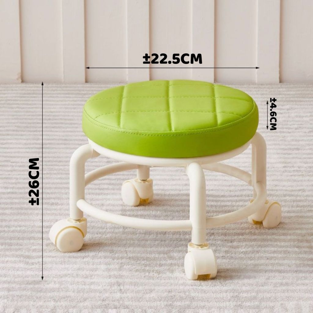 Kursi Roda Bulat Mini Putar 360Â° / Bangku Jongkok Busa Empuk Plastik Kecil Rendah Santai Anak Dewasa Sofa Bundar Kamar Meja Rias Ruang Tamu Minimalis Bahan Berkualitas Indoor Outdoor Kursih Chair Taman Garasi Gudang Cuci Belajar Stool Furniture Aesthetic