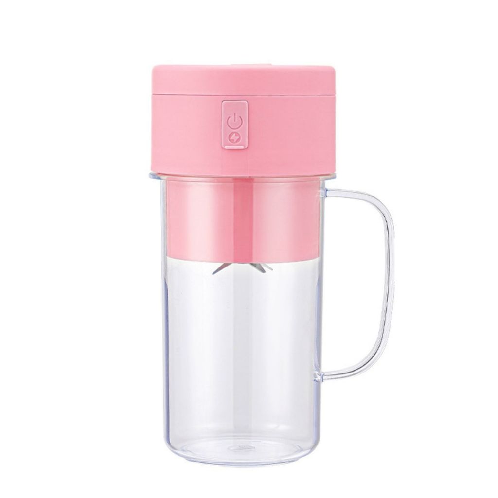 Blender Portable Mini + Sedotan Silicone / Juicer Cup 6 Mata Pisau Rechargeable / Botol Alat Pembuat Minuman Jus Buah Sayur Elektrik Tanpa Colok Listrik / Gelas Gagang Penggiling Juice Multifungsi / Travel Bottle Size