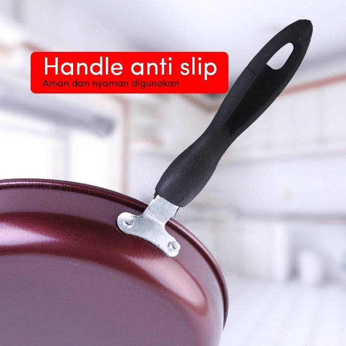 Teflon Penggorengan 26cm Frying Pan Anti Lengket / Wajan Panci Wok Kuali Gagang Panjang Bentuk Bulat Grill Goreng Tumis Rebus / Alat Masak Peralatan Dapur Perlengkapan Bahan Tebal Berkualitas Food Grade Hadiah Kado Pernikahan Pindahan Rumah Kitchen Set