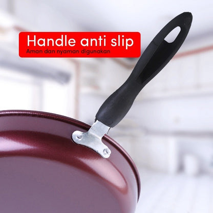 Teflon Penggorengan 26cm Frying Pan Anti Lengket / Wajan Panci Wok Kuali Gagang Panjang Bentuk Bulat Grill Goreng Tumis Rebus / Alat Masak Peralatan Dapur Perlengkapan Bahan Tebal Berkualitas Food Grade Hadiah Kado Pernikahan Pindahan Rumah Kitchen Set