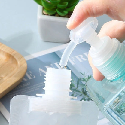 Botol Refill Transparan 30 50 100 ml / FlipTop Organizer Pouch / Kantong Plastik Mini Tutup Wadah Isi Ulang Sabun Cair Shampoo Conditioner Lotion Cream Kosmetik Gel Liquid Travel Bottle/ Tempat Penyimpanan Alat Make Up Mandi Anti Air Waterproof