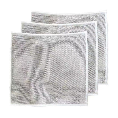 Kain Lap Dapur Bahan Kawat Bentuk Petak Sikat Cuci Piring Pembersih Noda Membandel Kerak Kompor Cooker Hood Meja Panci Gelas Kuali Wajan Wastafel Sink Peralatan / Cleaning Cloth Metal Wire / Serbet Serabut Halus Lembut Penghilang Kotoran Multifungsi
