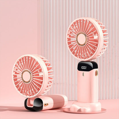Kipas Angin Lipat LED Display Portable Mini USB Handheld Fan 5-Speed Wind / Kipas Leher Dengan Aromaterapi Rechargeable Elektrik Type C Kantor Sekolah Luar Ruangan Olahraga Taman Camping Jalan Piknik Nonton Konser Make Up Skincare Emergency Bus Serbaguna
