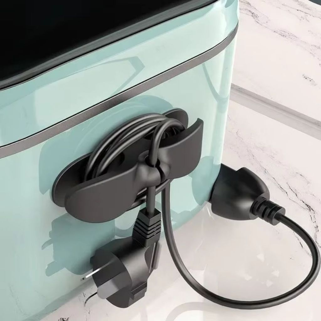 Holder Penggulung Kabel Tempel / Clip Cable Organizer / Perapi Gulung Penjepit Klip Colokan Listrik