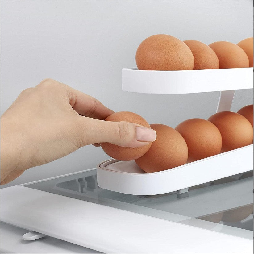 Rak Telur 2 Tingkat/ Egg Storage Box/Tempat Penyimpanan Telor 2 Susun Otomatis Minimalis Hemat Ruang