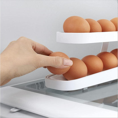 Rak Telur 2 Tingkat/ Egg Storage Box/Tempat Penyimpanan Telor 2 Susun Otomatis Minimalis Hemat Ruang