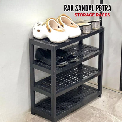 Rak Sepatu Petra 4 Susun / Shoes Rack Plastik Minimalis / Tempat Penyimpanan Sandal 2Tingkat Serbaguna