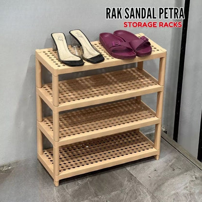 Rak Sepatu Petra 4 Susun / Shoes Rack Plastik Minimalis / Tempat Penyimpanan Sandal 2Tingkat Serbaguna