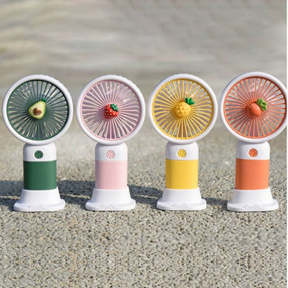 Kipas Angin Genggam Motif Buah 2in1 / Handy Mini Fan USB Portable / Kipas Rechargeable Outdoor Murah