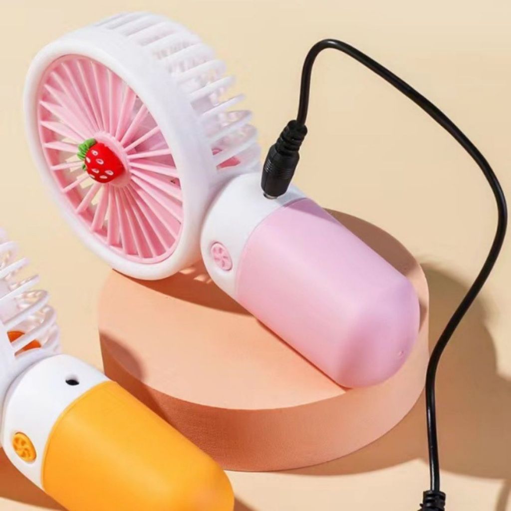 Kipas Angin Genggam Motif Buah 2in1 / Handy Mini Fan USB Portable / Kipas Rechargeable Outdoor Murah