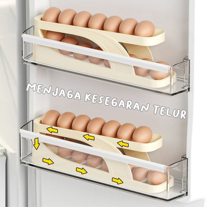 Rak Telur 2 Tingkat/ Egg Storage Box/Tempat Penyimpanan Telor 2 Susun Otomatis Minimalis Hemat Ruang