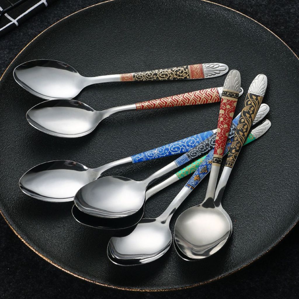 Sendok Motif Batik 1Lusin 12pcs /Spoon Stainless Anti Karat /Cutlery Tebal Alat Makan Souvenir Murah