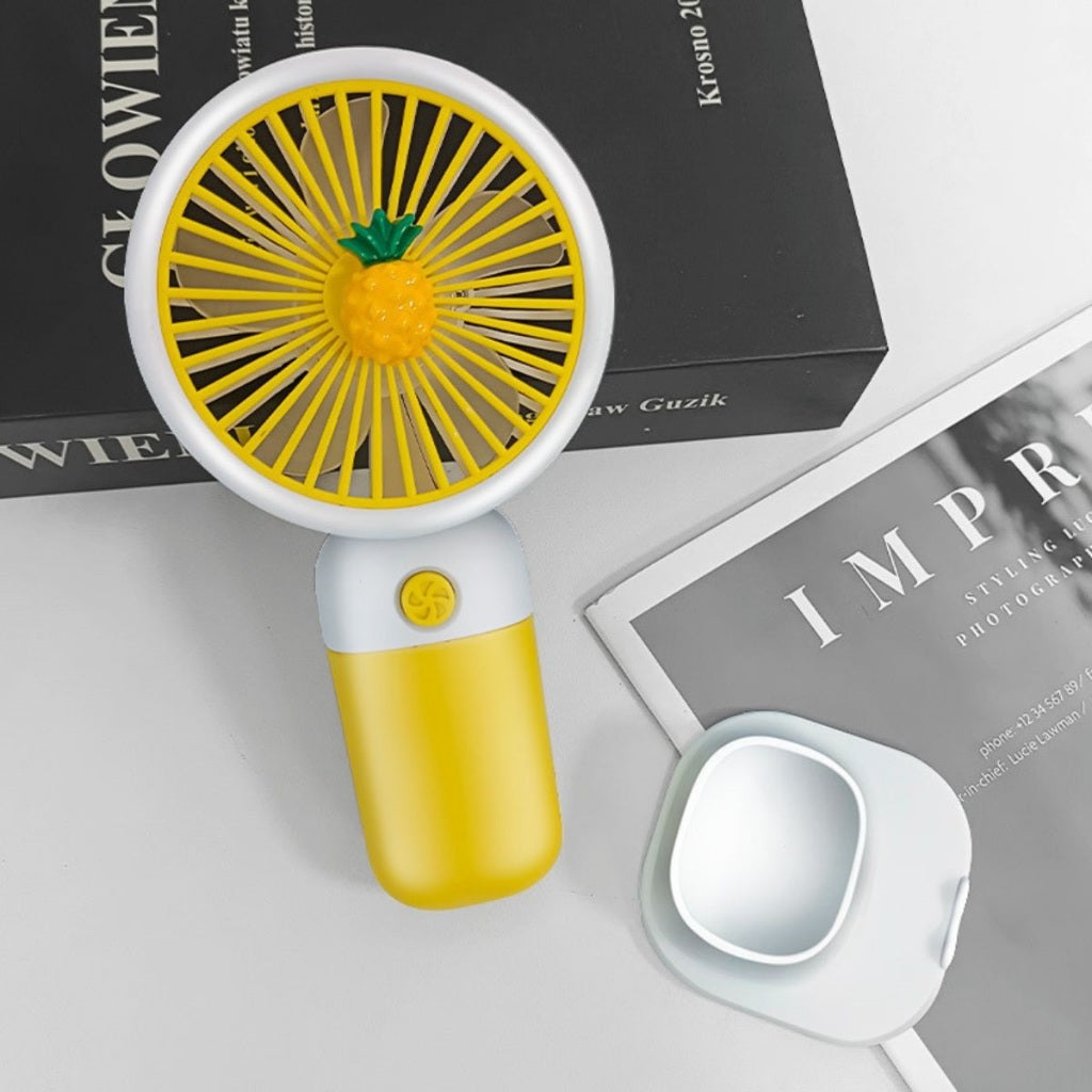 Kipas Angin Genggam Motif Buah 2in1 / Handy Mini Fan USB Portable / Kipas Rechargeable Outdoor Murah