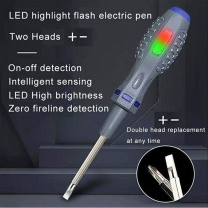Obeng testpen Bolak Balik / Tespen Plus Min Dual LED / Alat Deteksi Cek Ukur Kabel Putus Arus Listrik