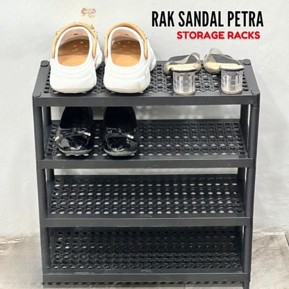 Rak Sepatu Petra 4 Susun / Shoes Rack Plastik Minimalis / Tempat Penyimpanan Sandal 2Tingkat Serbaguna