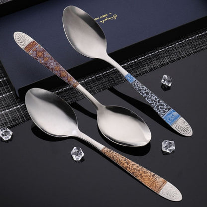 Sendok Motif Batik 1Lusin 12pcs /Spoon Stainless Anti Karat /Cutlery Tebal Alat Makan Souvenir Murah