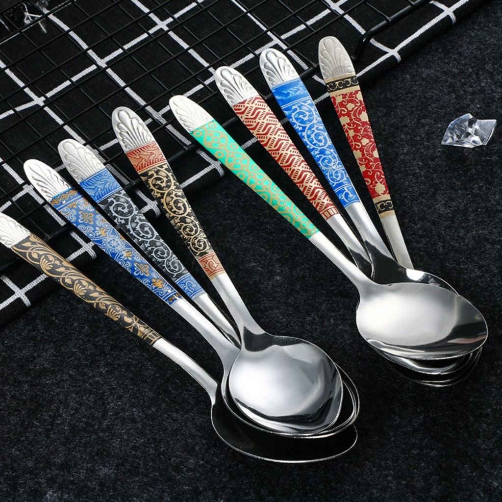 Sendok Motif Batik 1Lusin 12pcs /Spoon Stainless Anti Karat /Cutlery Tebal Alat Makan Souvenir Murah