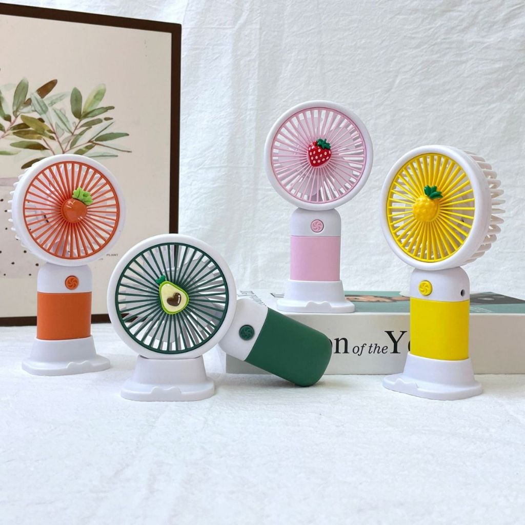 Kipas Angin Genggam Motif Buah 2in1 / Handy Mini Fan USB Portable / Kipas Rechargeable Outdoor Murah