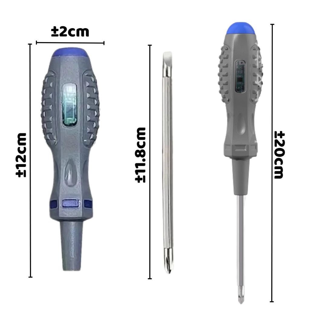 Obeng testpen Bolak Balik / Tespen Plus Min Dual LED / Alat Deteksi Cek Ukur Kabel Putus Arus Listrik