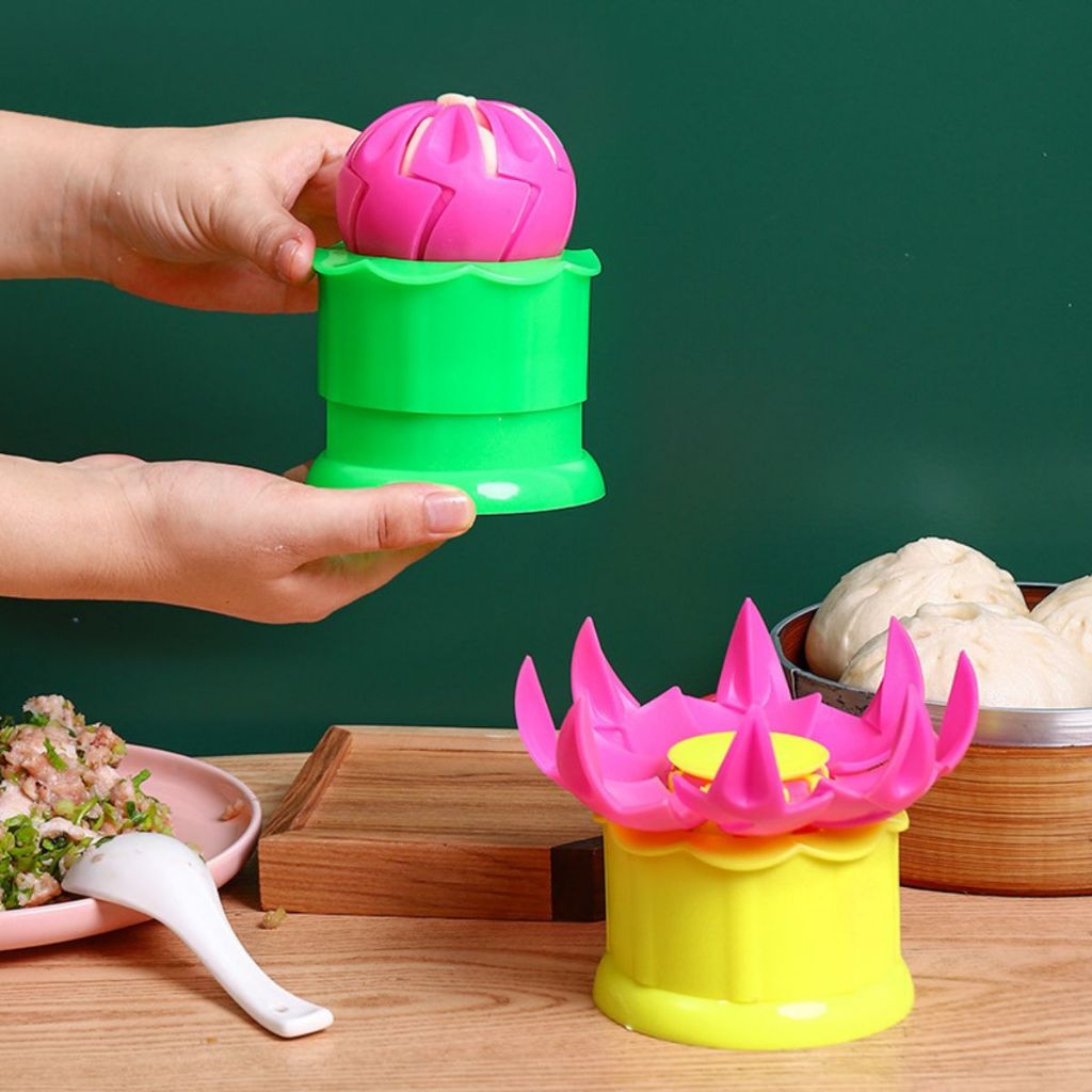 Cetakan Bakpao Bentuk Bunga Lotus / Dumpling Steam Bun Maker /Alat Pembuat Roti Kukus Pangsit Manual