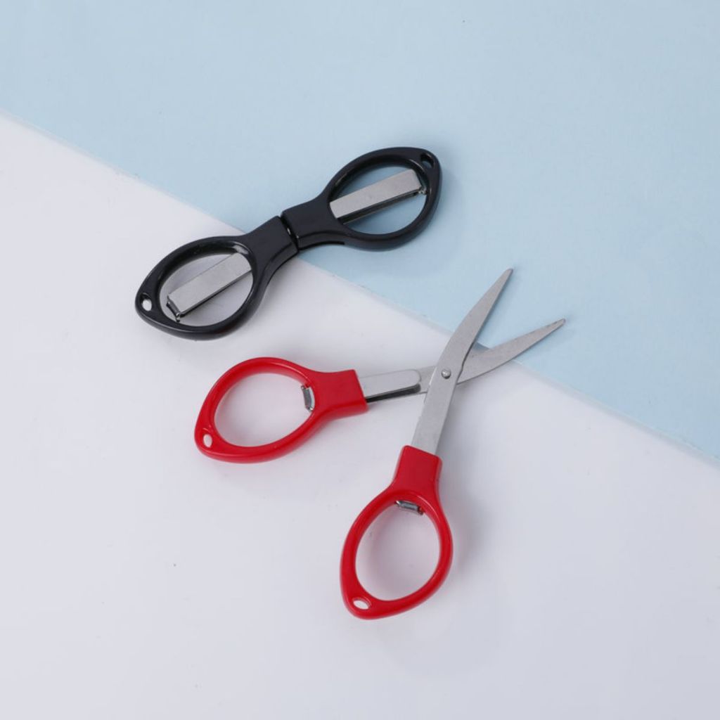 Gunting Lipat Mini Model Kacamata Stainless/ Folding Scissors Travel/ Alat Pemotong Kertas Serbaguna