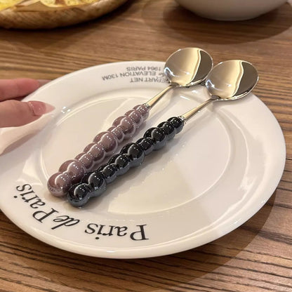 Sendok Stainless Bentuk Mutiara / Pearl Cutlery Aesthetic / Peralatan Makan Ala Korean Premium Tebal