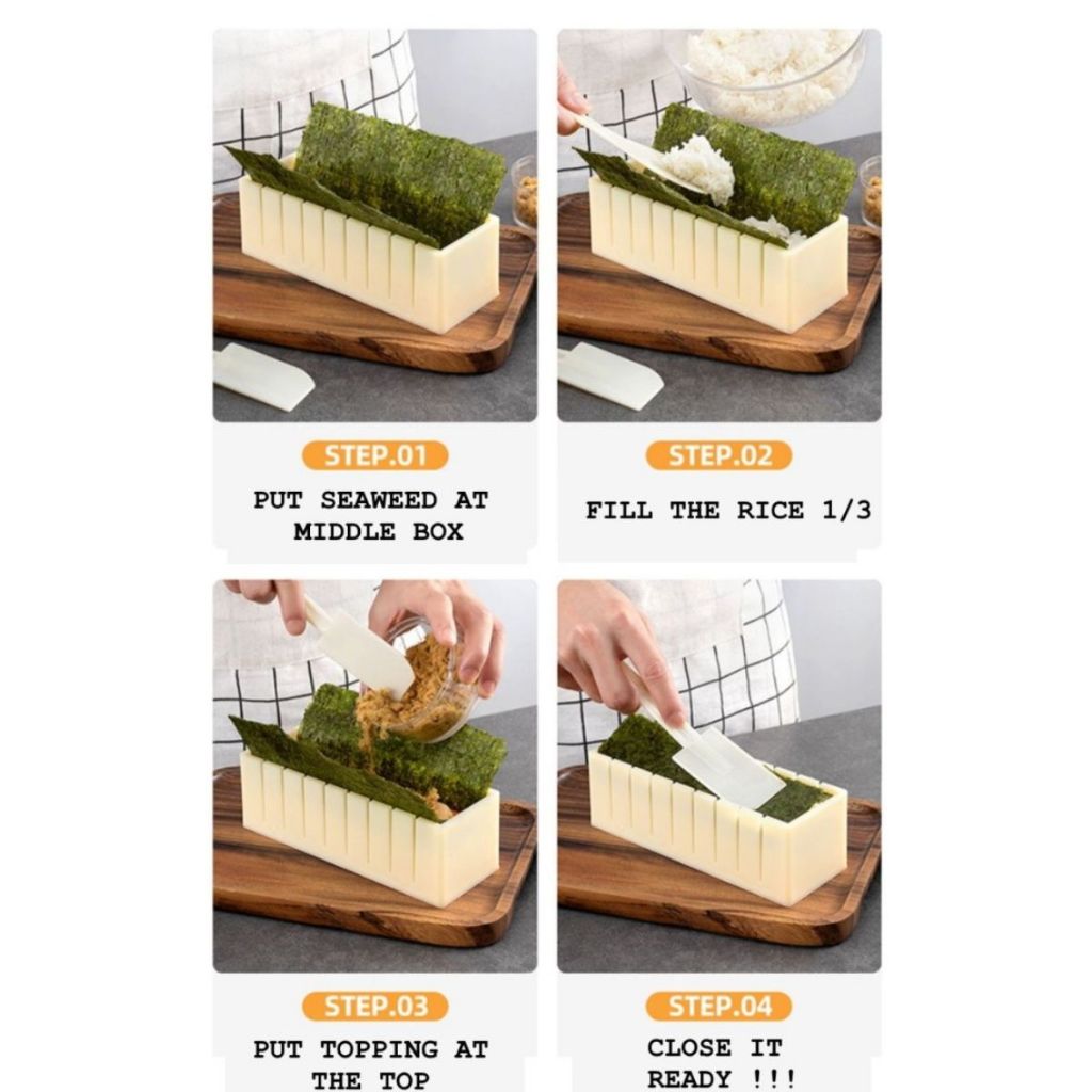 Cetakan Sushi Roll Motif Bulat Hati / Alat Gulung Cetak Kimbab Onigiri Pembuat Bento Praktis Murah