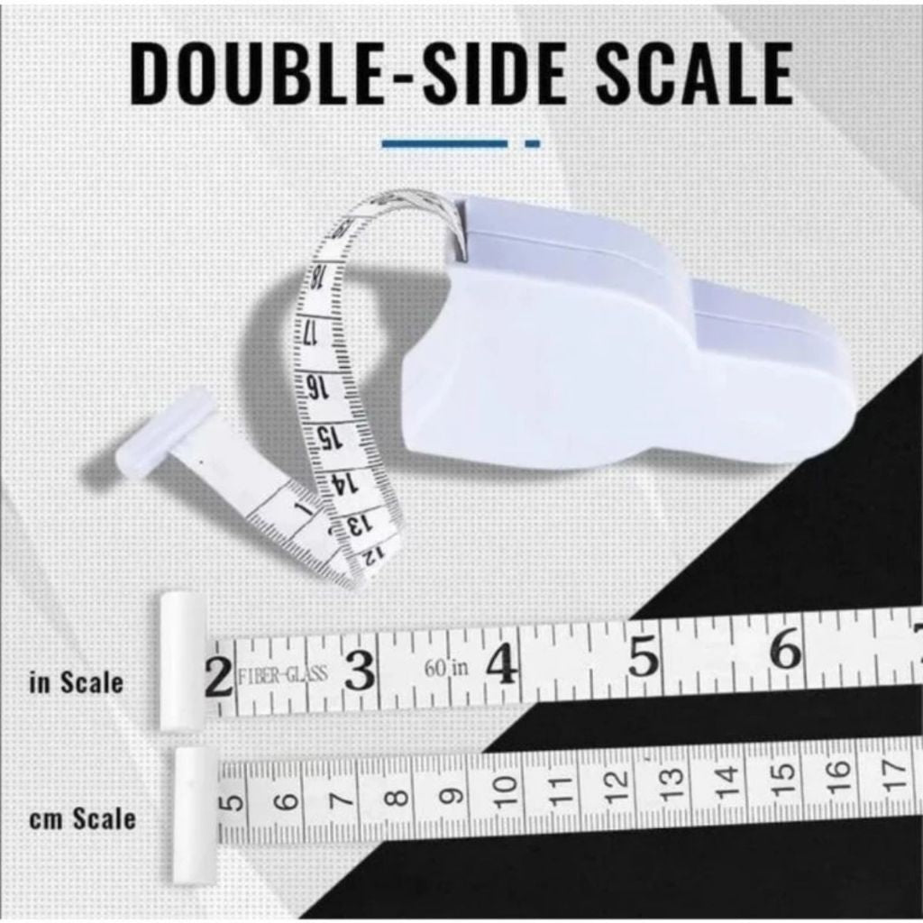Meteran Gulung Badan 150cm Otomatis / Alat Ukur Lingkar Perut Lengan Kain Double Side Multifungsi