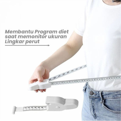Meteran Gulung Badan 150cm Otomatis / Alat Ukur Lingkar Perut Lengan Kain Double Side Multifungsi