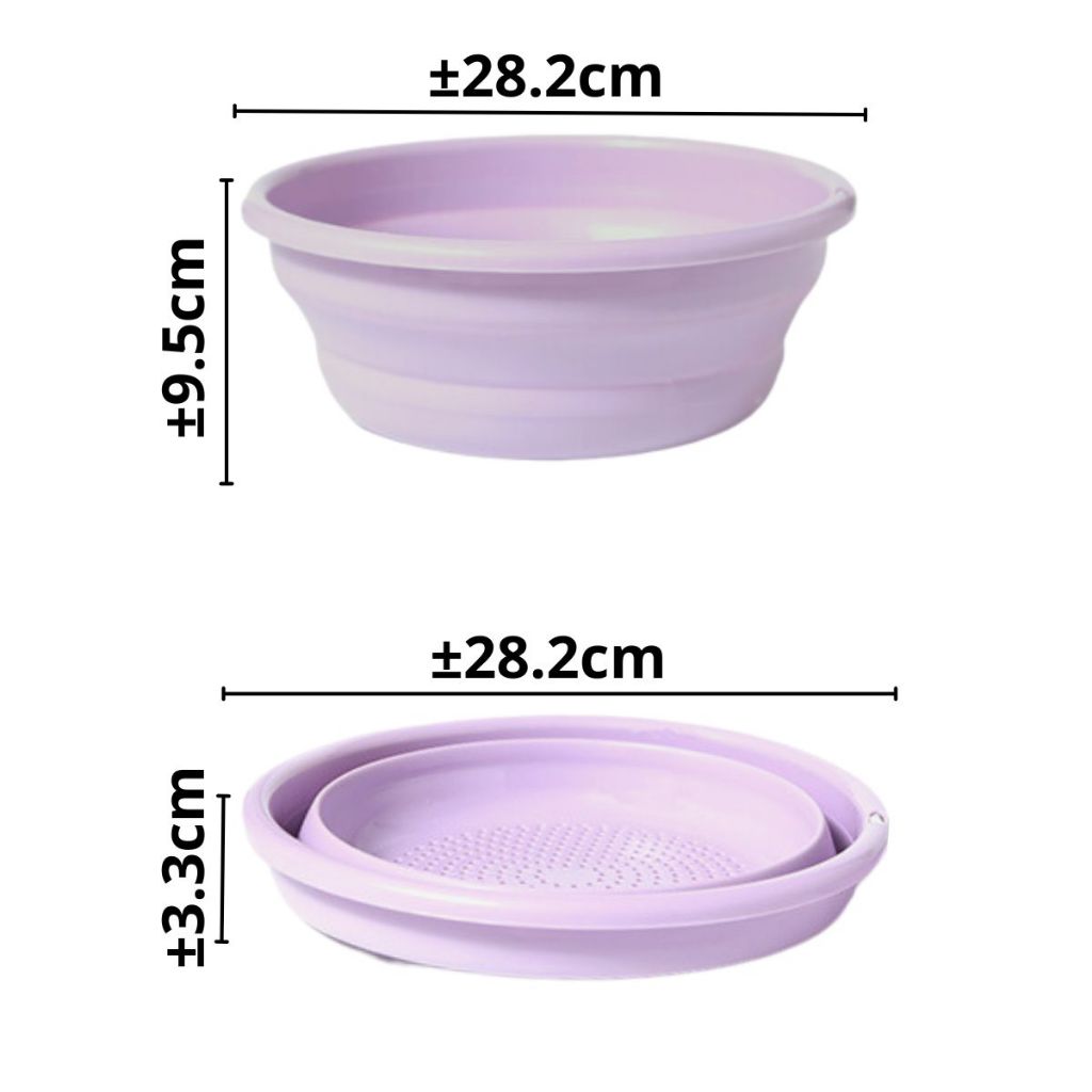 Baskom Lipat Silikon Serbaguna / Drain Basket Flexible / Saringan Tirisan Beras Pencuci Sayuran Buah