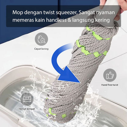 Alat Pel Lantai Peras Tarik Putar Otomatis / Twist Mop Microfiber Daya Serap Air Kuat Praktis Murah