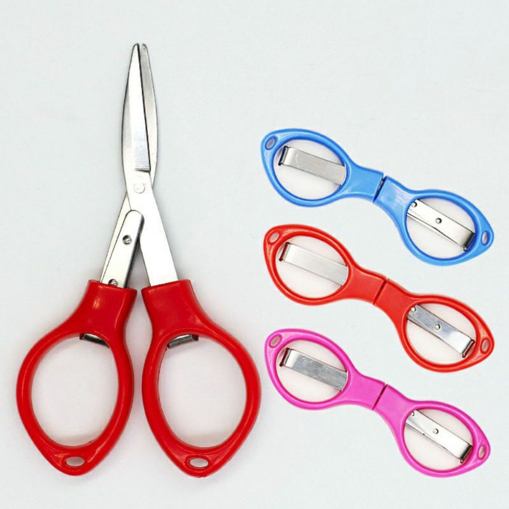Gunting Lipat Mini Model Kacamata Stainless/ Folding Scissors Travel/ Alat Pemotong Kertas Serbaguna
