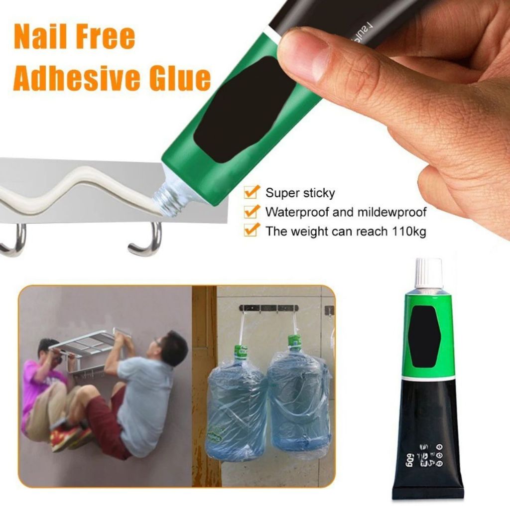 Lem Perekat Serbaguna Pengganti Paku Dan Sekrup Cairan Penempel Partisi Lantai Stop Kontak Dinding Kaca Kayu Keramik Adhesive GlueNail Super Kuat