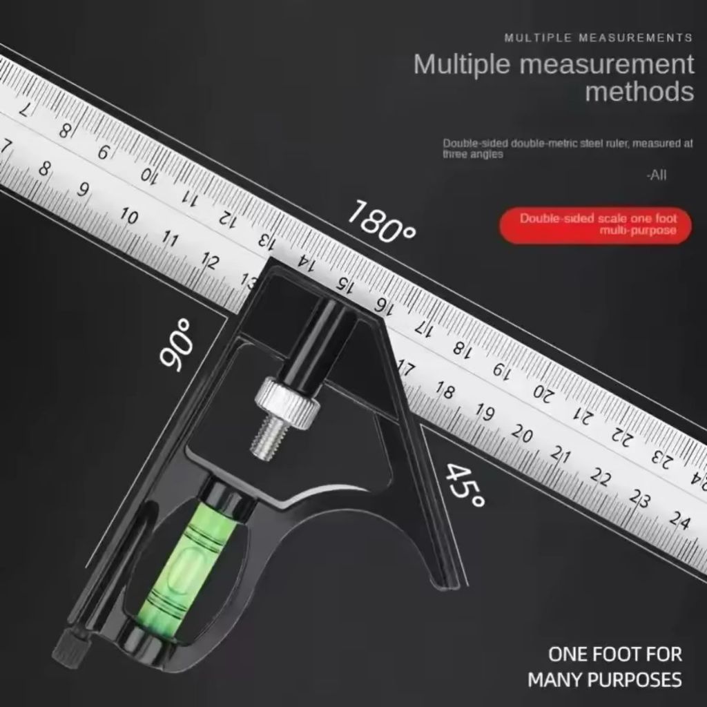 Penggaris Siku Tukang Waterpass 30CM / Square Ruler Mistar L Stainless / Pengukur Sudut Anti Karat