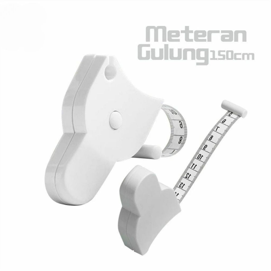 Meteran Gulung Badan 150cm Otomatis / Alat Ukur Lingkar Perut Lengan Kain Double Side Multifungsi