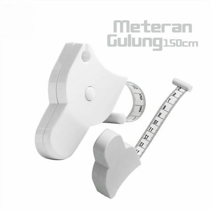 Meteran Gulung Badan 150cm Otomatis / Alat Ukur Lingkar Perut Lengan Kain Double Side Multifungsi