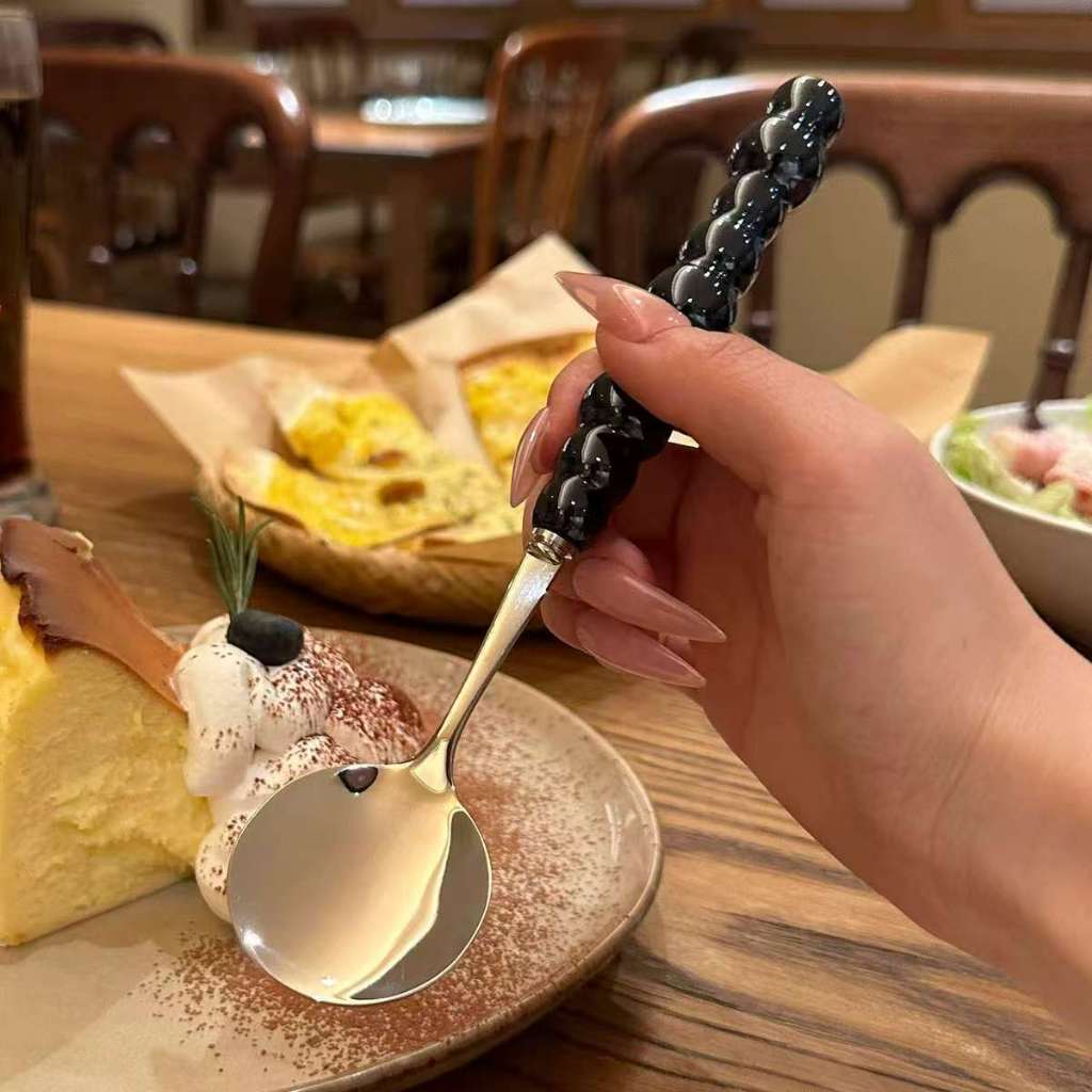 Sendok Stainless Bentuk Mutiara / Pearl Cutlery Aesthetic / Peralatan Makan Ala Korean Premium Tebal